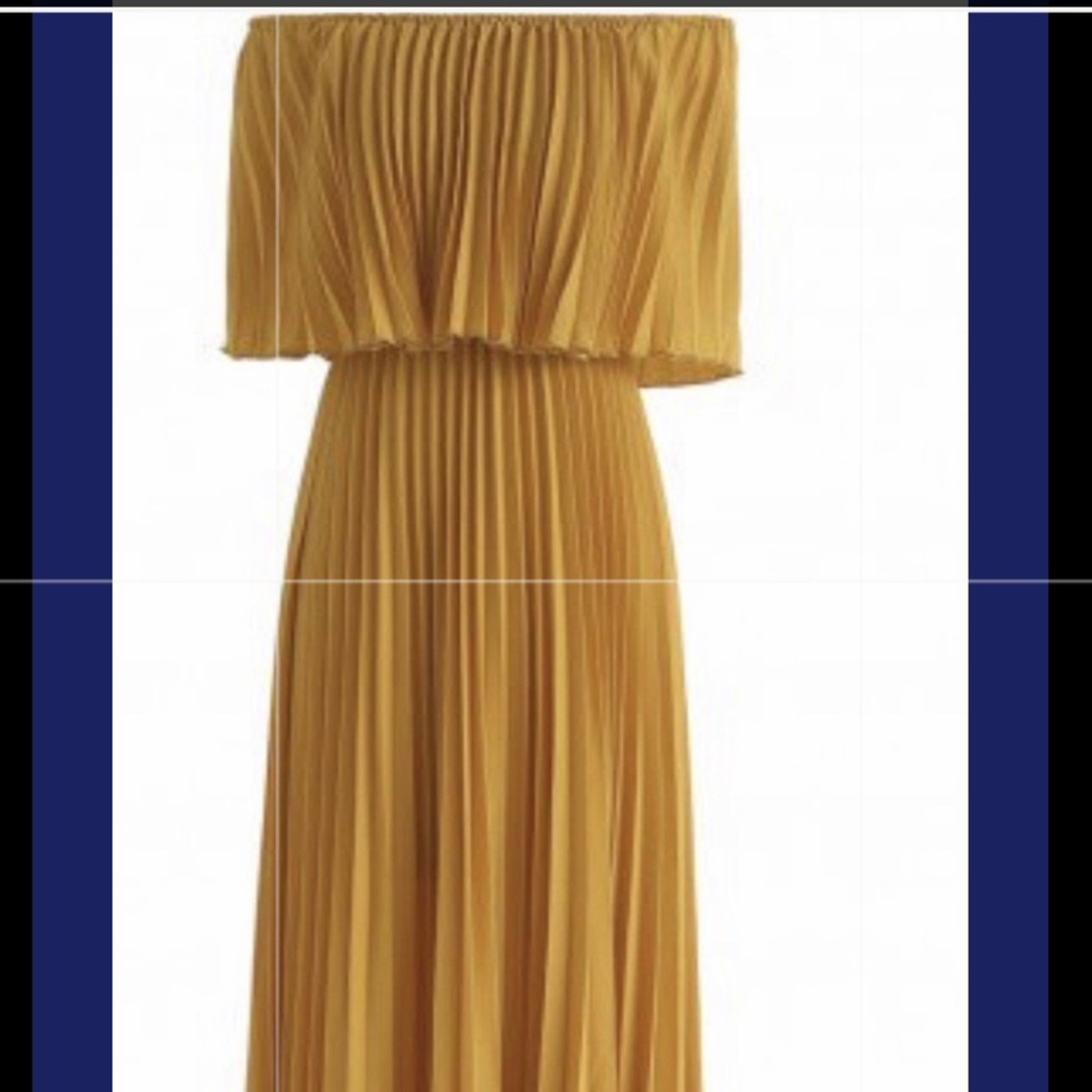 Pleated off the shoulder maxi Dress